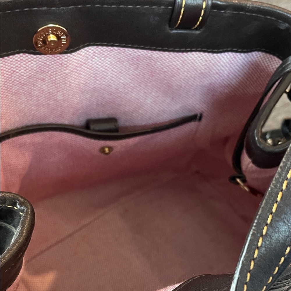 Vintage Dooney & Bourke Croco Embossed Leather Tote - Dark Brown / Black - Picture 8 of 10